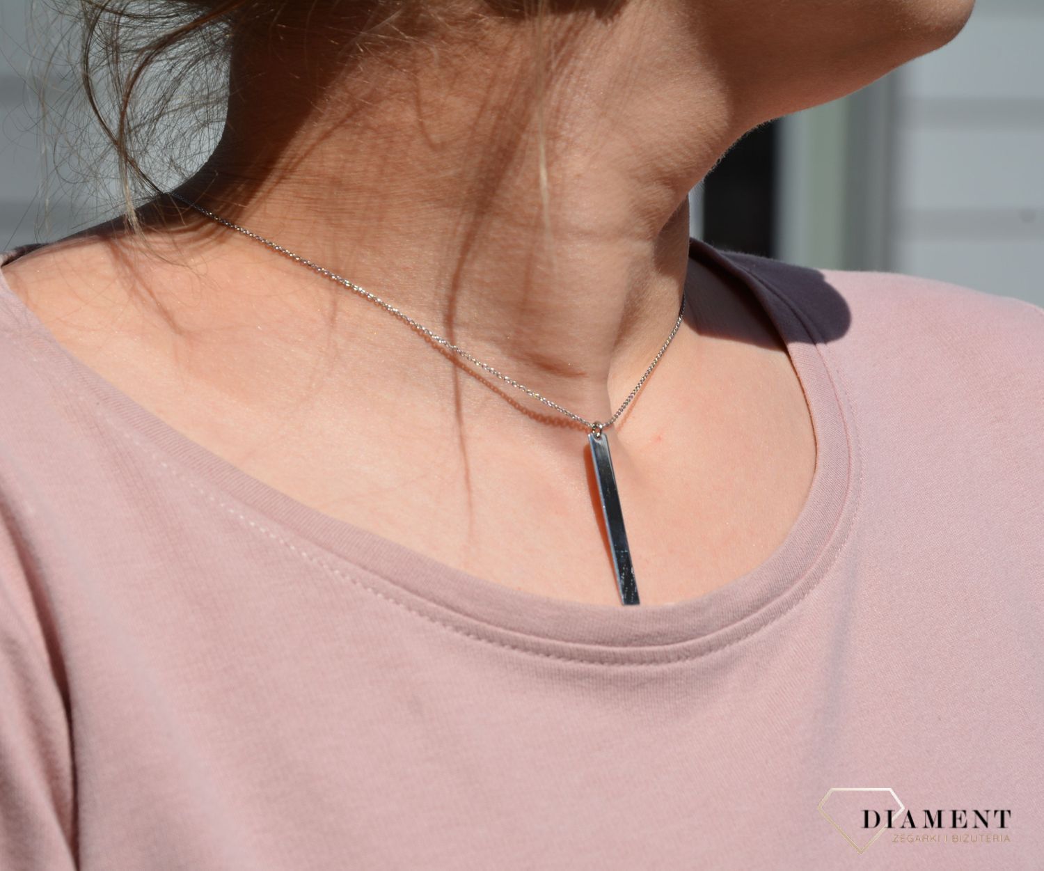 Naszyjnik srebrny blaszka prosta Dall'Acqua ✓Srebrne Naszyjniki Damskie w Sklepie z Biżuterią zegarki-diament.pl✓.jpg